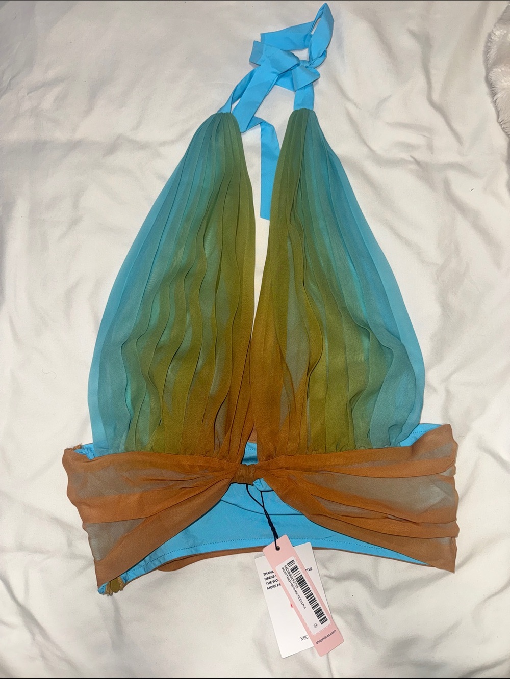 Sheer Ombre Halter Top in Teal & Olive